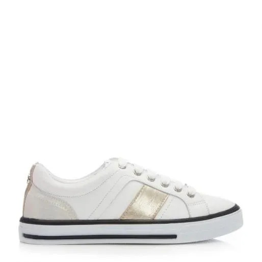 Babette White Leather Women Moda In Pelle Casual Trainers