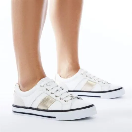 Babette White Leather Women Moda In Pelle Casual Trainers Babette White Leather Women Moda In Pelle Casual Trainers