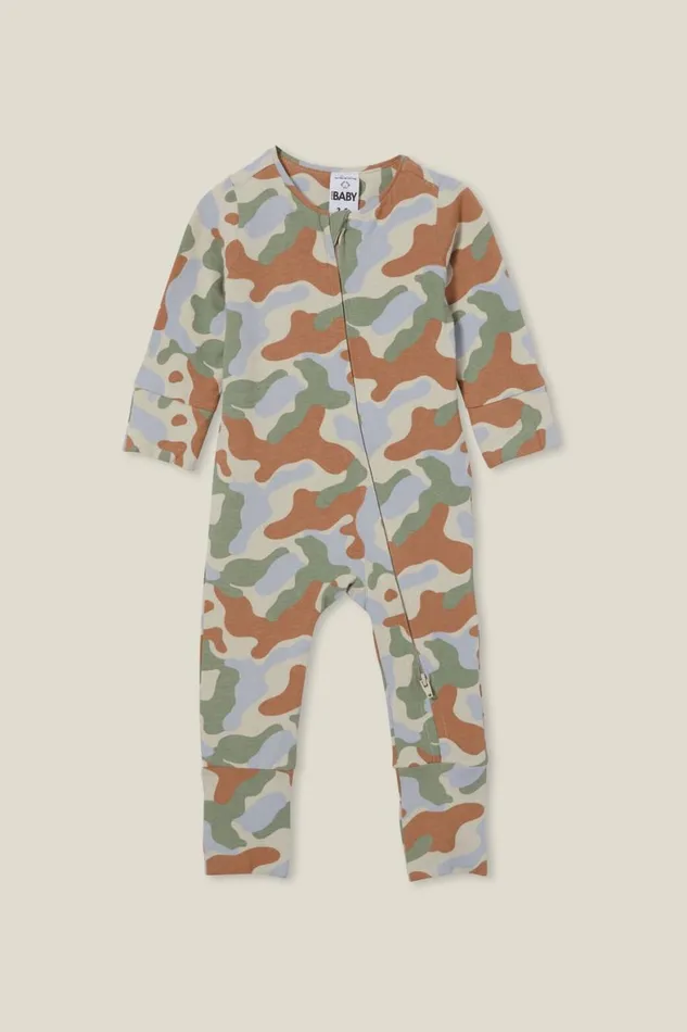 Baby Rompers and All In Ones Cotton On The Billie Long Sleeve Zip Romper Rainy Dayhidden In Camo Baby Rompers and All In Ones Cotton On The Billie Long Sleeve Zip Romper Rainy Dayhidden In Camo