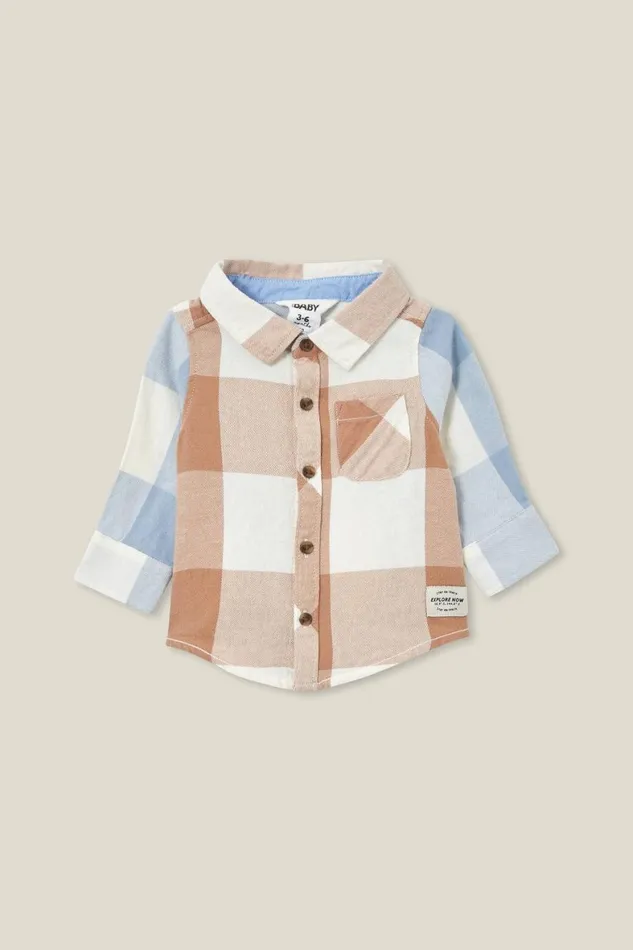 Baby Tops Jackets and Sweaters Cotton On Baby Rugged Shirt Taupy Browndusty Blue Splice Plaid Baby Tops Jackets and Sweaters Cotton On Baby Rugged Shirt Taupy Browndusty Blue Splice Plaid