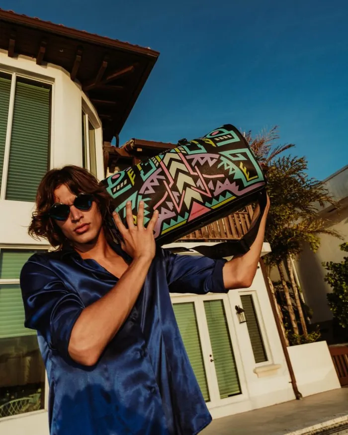Bags SPRAYGROUND AI PATH TO THE FUTURE III DUFFLE 8211 SANDFLOWER COLLAB GLOW IN THE DARK