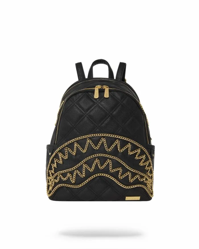 Bags SPRAYGROUND NOIR QUILT GOLD CHAIN SHARK SAVAGE BACKPACK