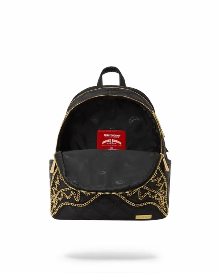 Bags SPRAYGROUND NOIR QUILT GOLD CHAIN SHARK SAVAGE BACKPACK