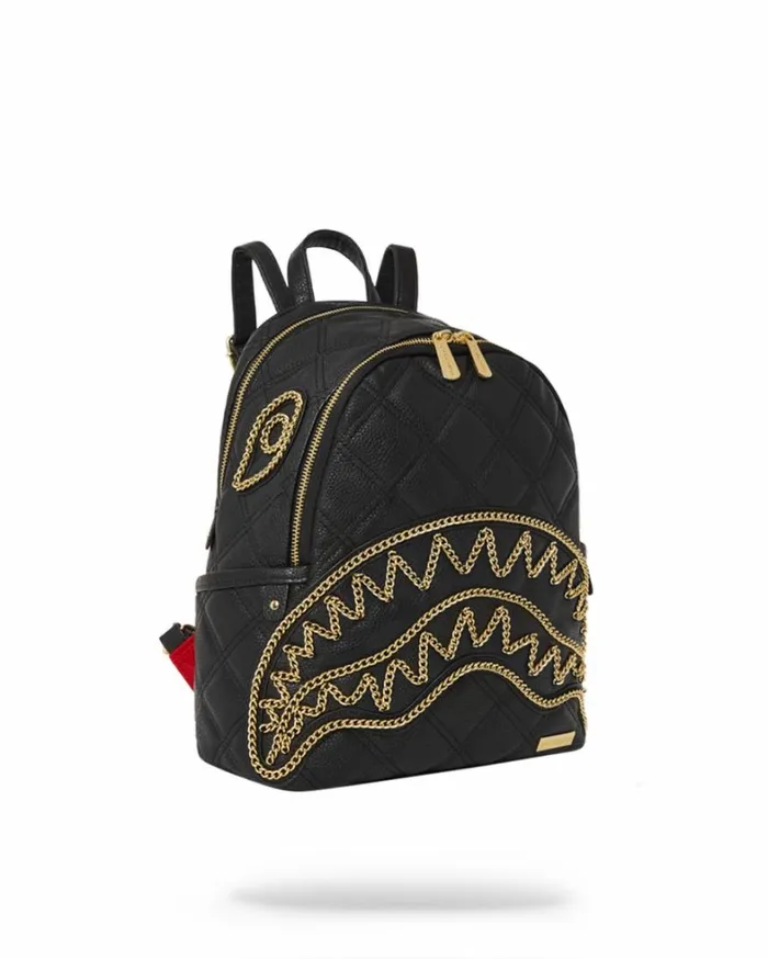 Bags SPRAYGROUND NOIR QUILT GOLD CHAIN SHARK SAVAGE BACKPACK