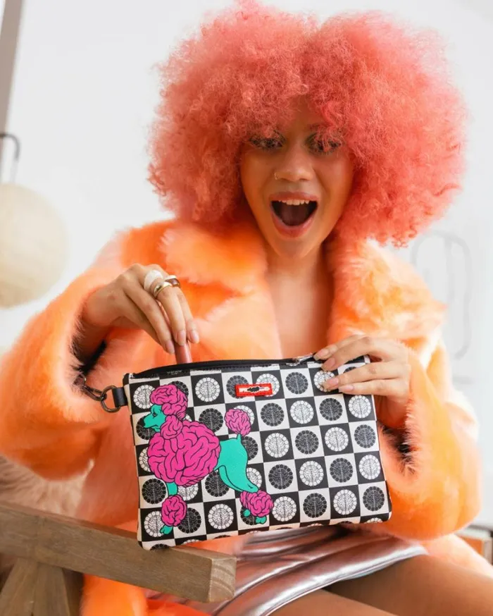 Bags SPRAYGROUND POODLE CHECK RON ENGLISH COLLAB POUCHETTE