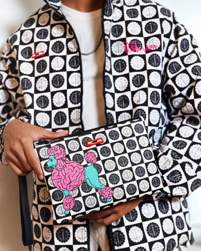 Bags SPRAYGROUND POODLE CHECK RON ENGLISH COLLAB POUCHETTE