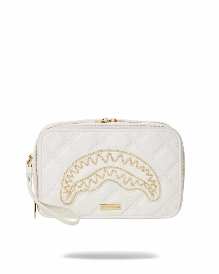 Bags SPRAYGROUND RIVIERA LE BLANC GOLD CHAIN SHARK TOILETRY BAG