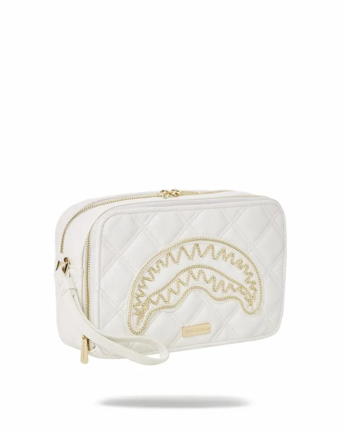 Bags SPRAYGROUND RIVIERA LE BLANC GOLD CHAIN SHARK TOILETRY BAG