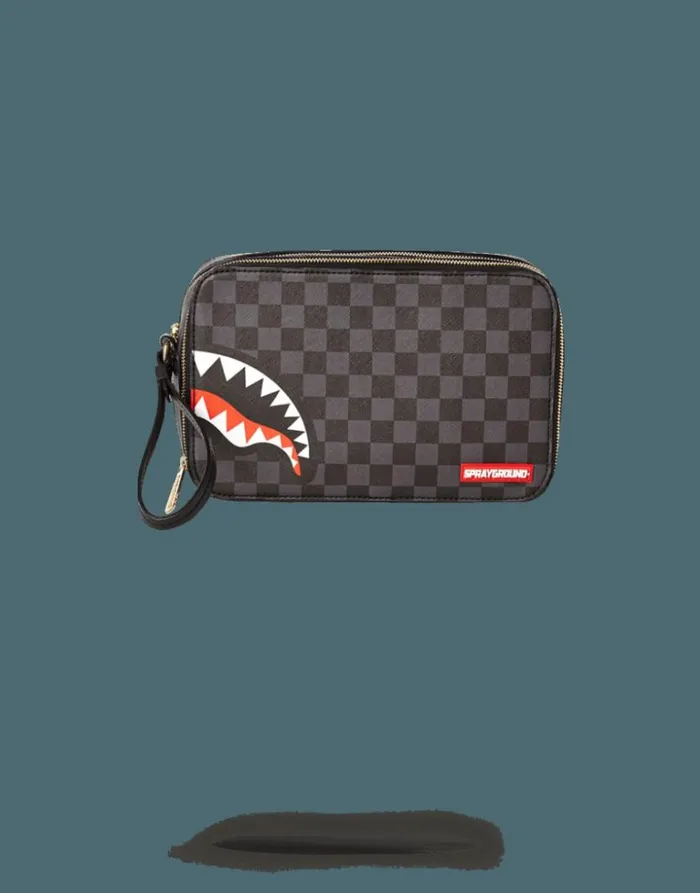 Bags SPRAYGROUND SHARKS IN PARIS BLACK CHECKERED EDITION TOILETRY AKA MONEY BAGS