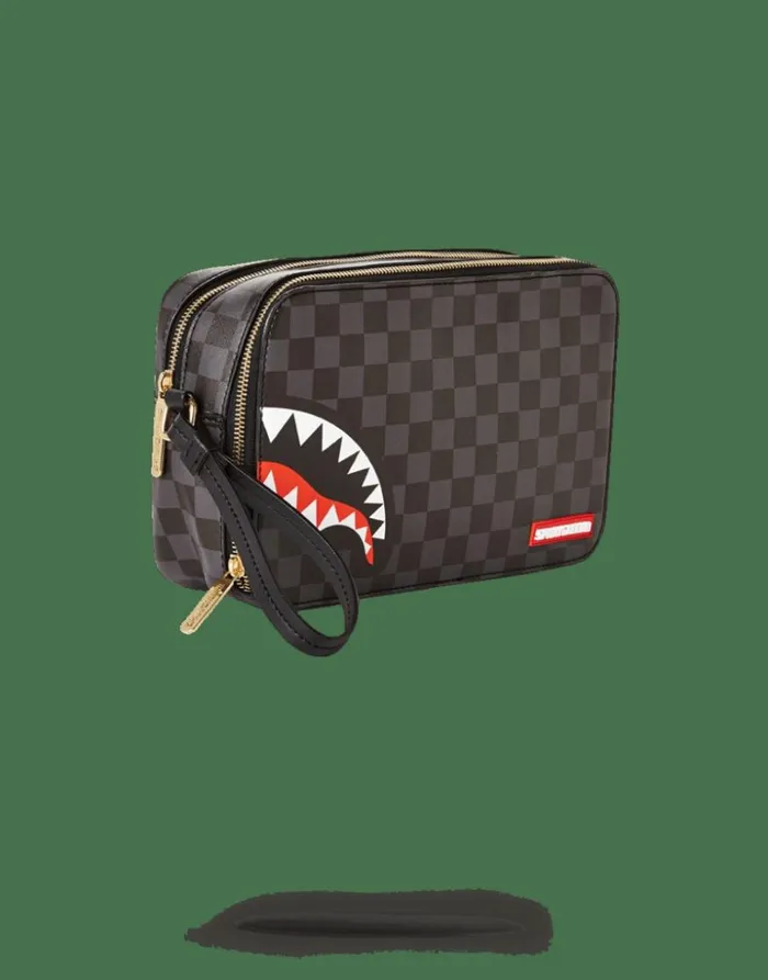 Bags SPRAYGROUND SHARKS IN PARIS BLACK CHECKERED EDITION TOILETRY AKA MONEY BAGS