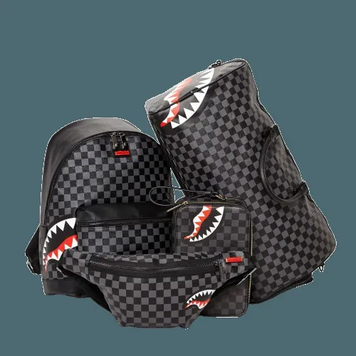 Bags SPRAYGROUND SHARKS IN PARIS BLACK CHECKERED EDITION TOILETRY AKA MONEY BAGS