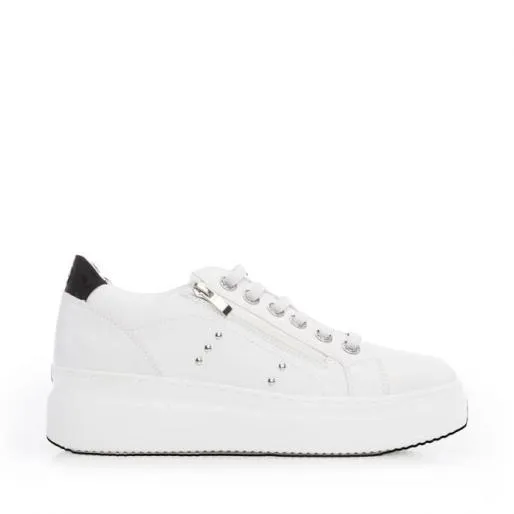 Bailee White Black Porvair Women Moda In Pelle Platform Trainers