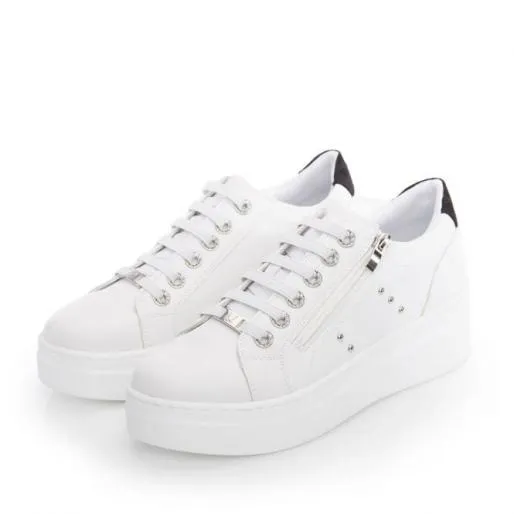 Bailee White Black Porvair Women Moda In Pelle Platform Trainers