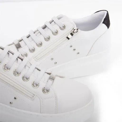 Bailee White Black Porvair Women Moda In Pelle Platform Trainers
