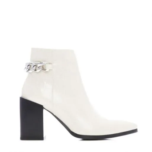 Bailie Cream Patent Mocc Croc Women Moda In Pelle Ankle Boots