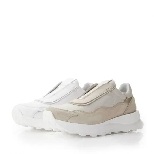 Bamba Off White Leather Women Moda In Pelle SlipOn Trainers Bamba Off White Leather Women Moda In Pelle SlipOn Trainers