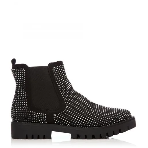 Baratsia Jet Black Alcantara Women Moda In Pelle Ankle Boots