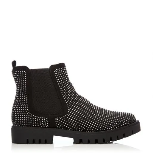 Baratsia Jet Black Alcantara Women Moda In Pelle Ankle Boots