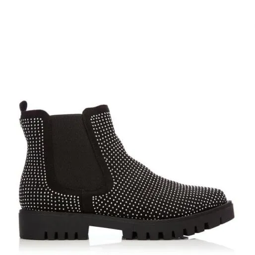 Baratsia Jet Black Alcantara Women Moda In Pelle Ankle Boots