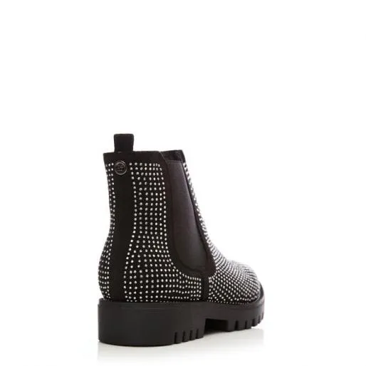 Baratsia Jet Black Alcantara Women Moda In Pelle Ankle Boots