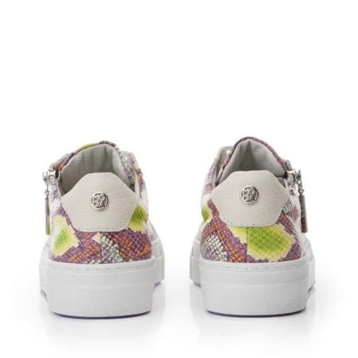 Beania Lime Green Snake Print Leather Women Moda In Pelle Casual Trainers Beania Lime Green Snake Print Leather Women Moda In Pelle Casual Trainers