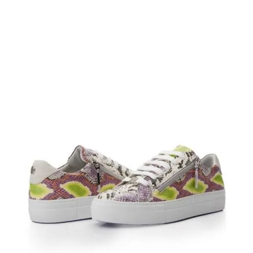 Beania Lime Green Snake Print Leather Women Moda In Pelle Casual Trainers Beania Lime Green Snake Print Leather Women Moda In Pelle Casual Trainers