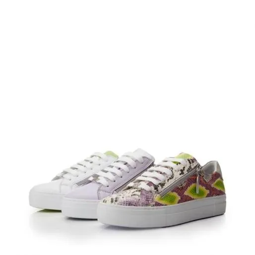 Beania Lime Green Snake Print Leather Women Moda In Pelle Casual Trainers Beania Lime Green Snake Print Leather Women Moda In Pelle Casual Trainers