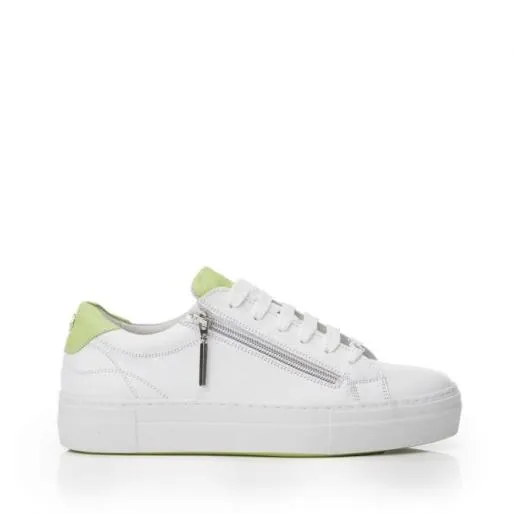 Beania WhiteGreen Leather Women Moda In Pelle Casual Trainers