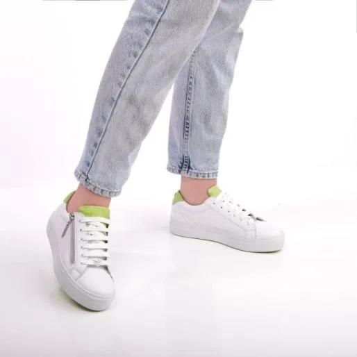Beania WhiteGreen Leather Women Moda In Pelle Casual Trainers Beania WhiteGreen Leather Women Moda In Pelle Casual Trainers