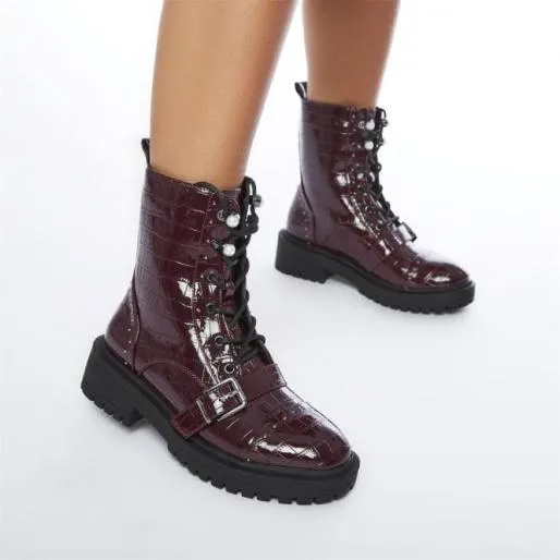 Bearl Berry Patent Mocc Croc Women Moda In Pelle Ankle Boots Bearl Berry Patent Mocc Croc Women Moda In Pelle Ankle Boots