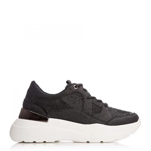 Beaut Black Textile Women Moda In Pelle Casual Shoes And Trainers