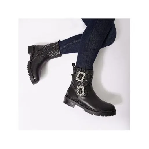 Bellie Black Leather Women Moda In Pelle Ankle Boots Bellie Black Leather Women Moda In Pelle Ankle Boots