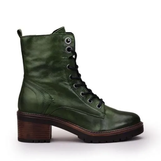 Bellzie Green Leather Women Moda In Pelle Leather Boots