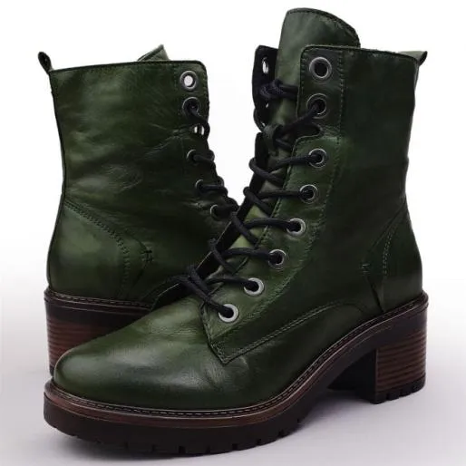 Bellzie Green Leather Women Moda In Pelle Leather Boots Bellzie Green Leather Women Moda In Pelle Leather Boots