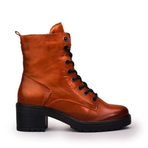 Bellzie Orange Leather Women Moda In Pelle Leather Boots