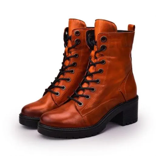 Bellzie Orange Leather Women Moda In Pelle Leather Boots Bellzie Orange Leather Women Moda In Pelle Leather Boots
