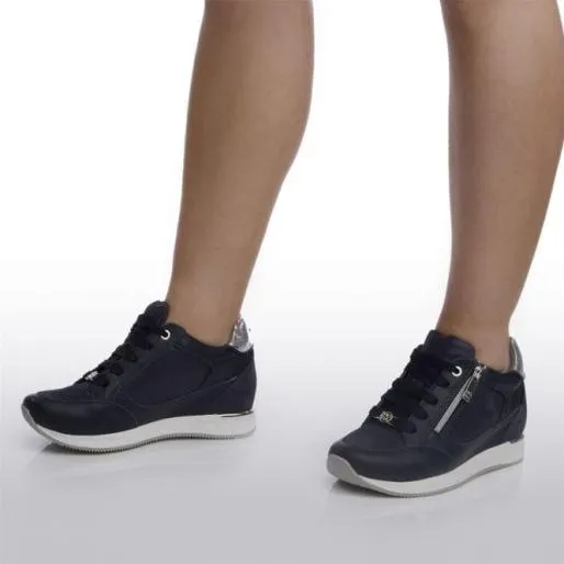 Belucci Navy Leather Women Moda In Pelle Chunky Trainers Belucci Navy Leather Women Moda In Pelle Chunky Trainers