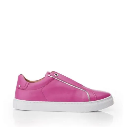 Bencina Pink Leather Women Moda In Pelle Casual Trainers