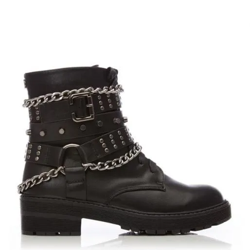Benetcha Black Porvair Women Moda In Pelle Ankle Boots