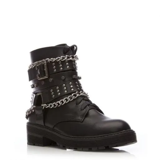 Benetcha Black Porvair Women Moda In Pelle Ankle Boots