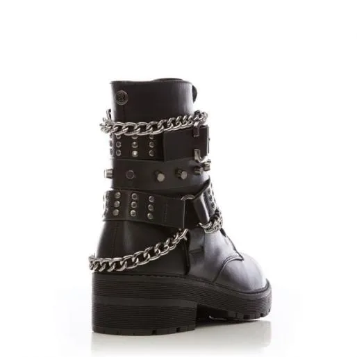 Benetcha Black Porvair Women Moda In Pelle Ankle Boots
