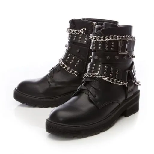 Benetcha Black Porvair Women Moda In Pelle Ankle Boots