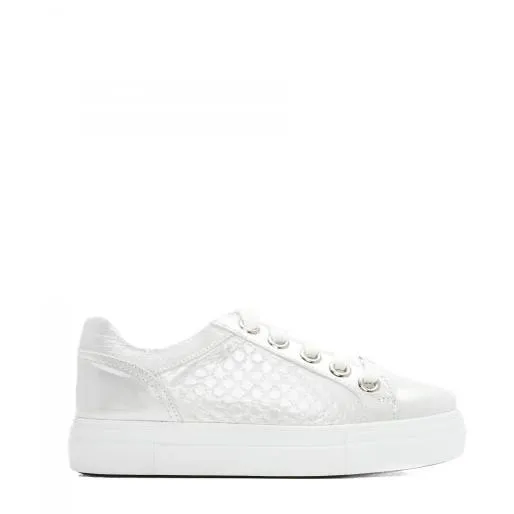Berellie WhiteMetallic Leather Women Moda In Pelle Platform Trainers