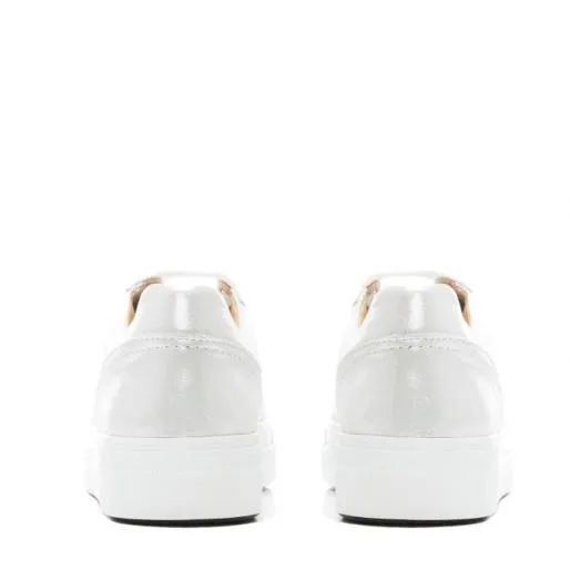 Berellie WhiteMetallic Leather Women Moda In Pelle Platform Trainers Berellie WhiteMetallic Leather Women Moda In Pelle Platform Trainers