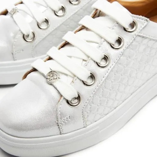 Berellie WhiteMetallic Leather Women Moda In Pelle Platform Trainers Berellie WhiteMetallic Leather Women Moda In Pelle Platform Trainers