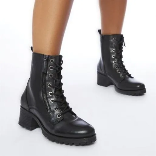 Beretta Black Leather Women Moda In Pelle Ankle Boots