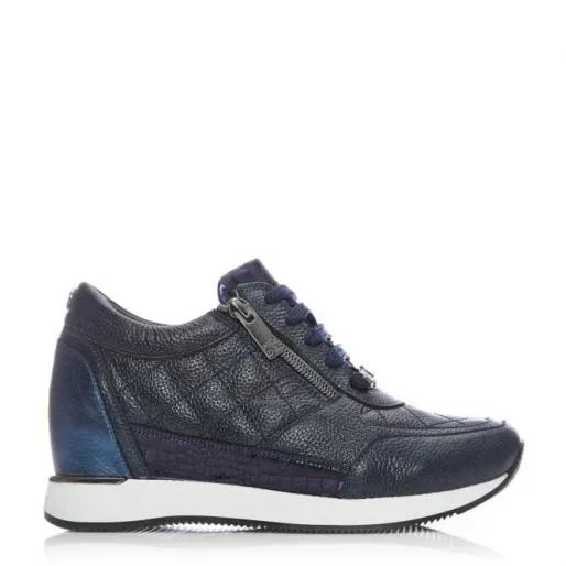 Berke Navy Leather Women Moda In Pelle Wedge Trainers Berke Navy Leather Women Moda In Pelle Wedge Trainers