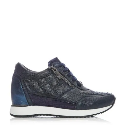 Berke Navy Leather Women Moda In Pelle Wedge Trainers Berke Navy Leather Women Moda In Pelle Wedge Trainers