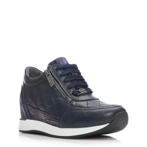 Berke Navy Leather Women Moda In Pelle Wedge Trainers Berke Navy Leather Women Moda In Pelle Wedge Trainers