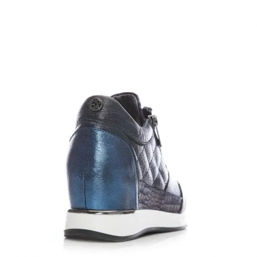 Berke Navy Leather Women Moda In Pelle Wedge Trainers Berke Navy Leather Women Moda In Pelle Wedge Trainers